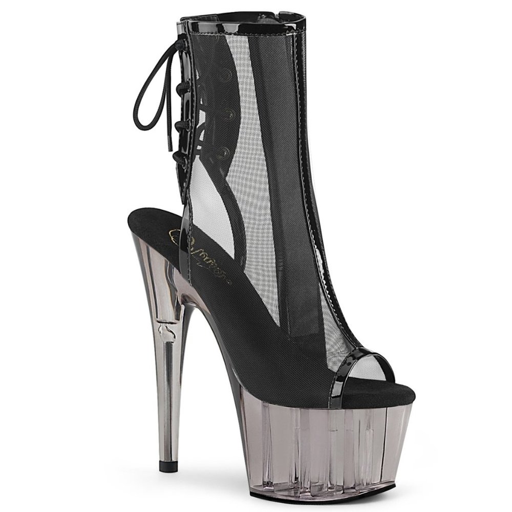 Pleaser Adore 1018MSHT Black Platform Open Toe Lace Up Heels